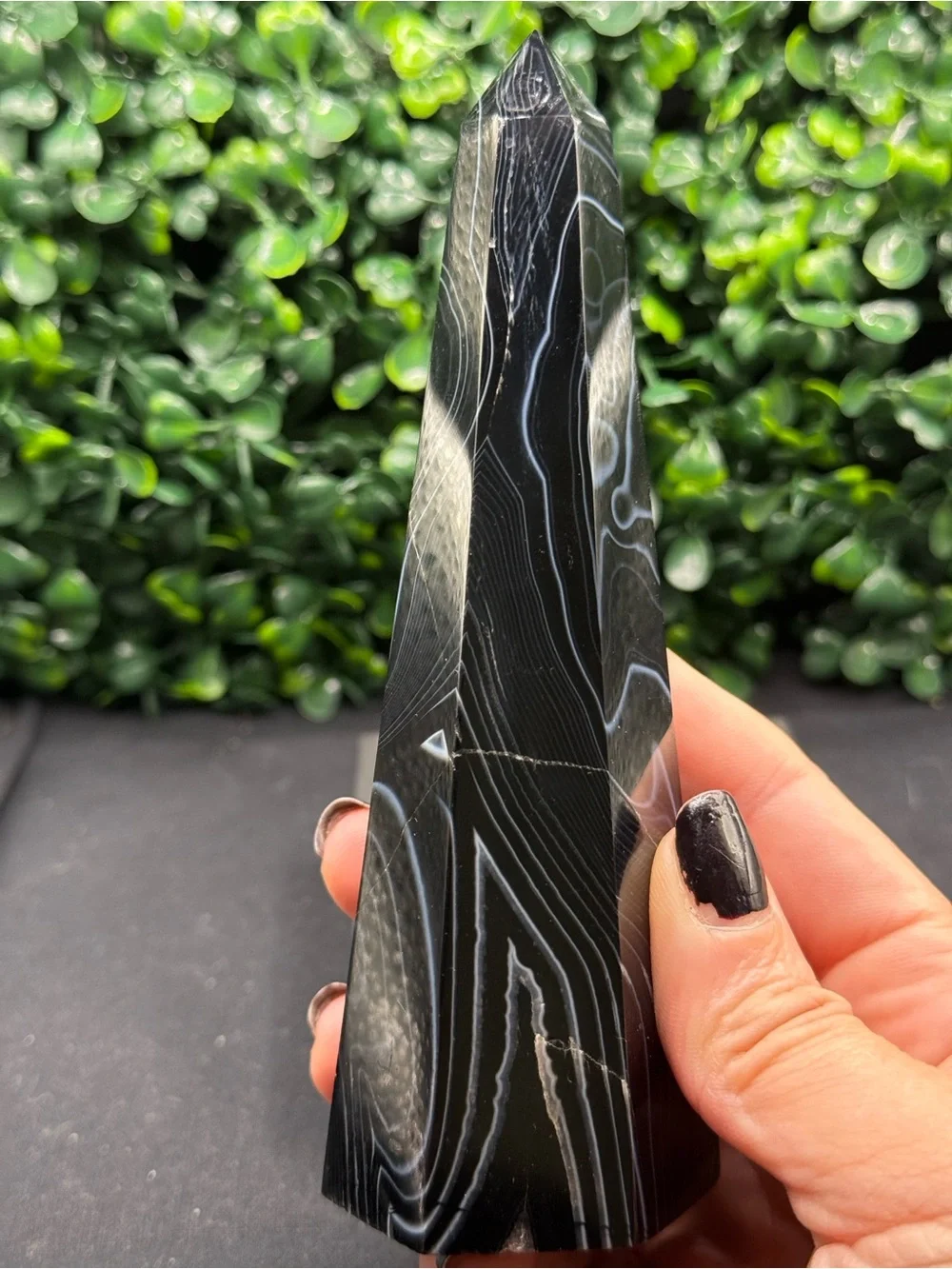 Black Banded Agate & Quartz Towers Obelisk